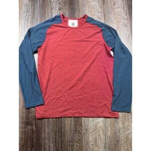 Sierra Designs Mens Large Long Sleeve Raglan Tee Red Blue Think Outside Graphic